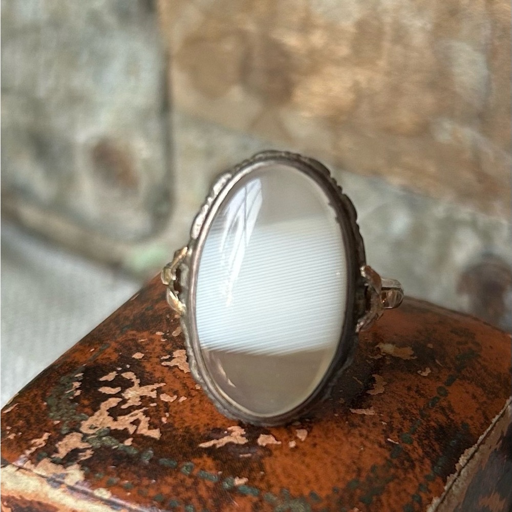 Antique Sterling 10k Agate Ring